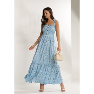 Niebieska sukienka Renee na ramiączkach maxi z dekoltem w kształcie litery v