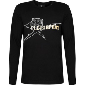 Czarna koszulka z długim rękawem ubierzsie.com z długim rękawem w młodzieżowym stylu z bawełny