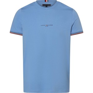 Niebieski t-shirt Tommy Hilfiger w stylu casual z krótkim rękawem z bawełny