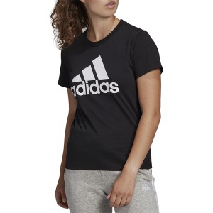 Czarny t-shirt Adidas z okrągłym dekoltem z krótkim rękawem