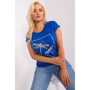 Niebieski t-shirt Relevance z okrągłym dekoltem w młodzieżowym stylu