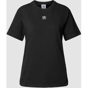Czarny t-shirt Adidas Originals z krótkim rękawem w sportowym stylu z okrągłym dekoltem