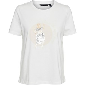 T-shirt Vero Moda z okrągłym dekoltem z bawełny w młodzieżowym stylu