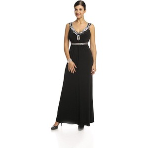 Czarna sukienka Fokus rozkloszowana w stylu glamour maxi