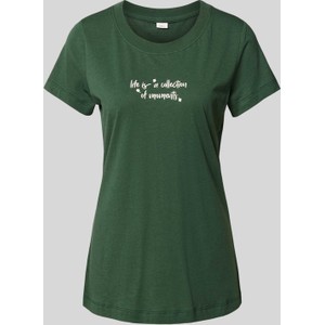 Zielony t-shirt S.Oliver z krótkim rękawem z okrągłym dekoltem z bawełny