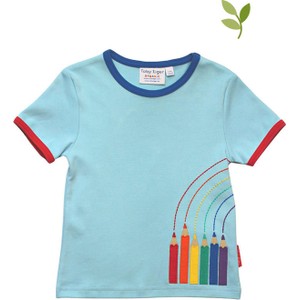 Niebieska koszulka dziecięca Toby Tiger z tkaniny dla chłopców