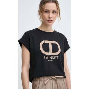 T-shirt Twinset w młodzieżowym stylu z krótkim rękawem z bawełny