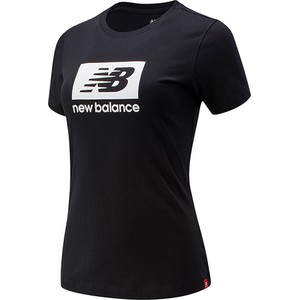 Czarny t-shirt New Balance z okrągłym dekoltem w sportowym stylu