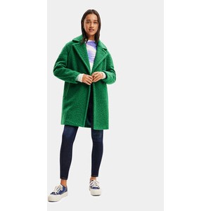 Zielony płaszcz Desigual bez kaptura przejściowa