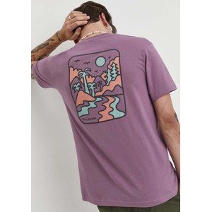 Fioletowy t-shirt Billabong w młodzieżowym stylu z nadrukiem z bawełny
