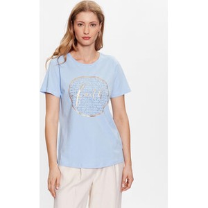 Niebieski t-shirt MODIVO w młodzieżowym stylu z okrągłym dekoltem