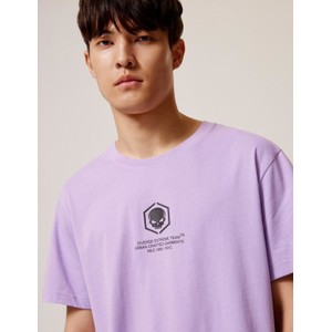 Fioletowy t-shirt diversesystem w młodzieżowym stylu z krótkim rękawem