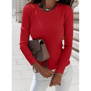 Czerwona bluzka Pakuten z długim rękawem w stylu casual