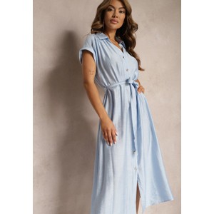 Niebieska sukienka Renee z dekoltem w kształcie litery v z krótkim rękawem maxi