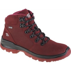 Czerwone buty trekkingowe 4F z płaską podeszwą sznurowane