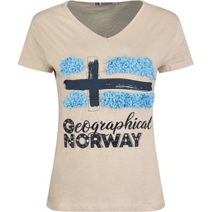 T-shirt Geographical Norway z bawełny z okrągłym dekoltem z krótkim rękawem