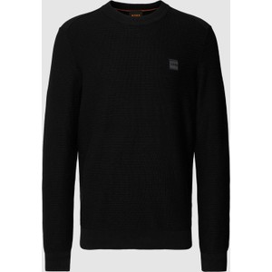 Czarny sweter Hugo Boss z okrągłym dekoltem z bawełny