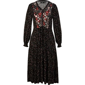 Sukienka bonprix w stylu casual midi z dekoltem w kształcie litery v