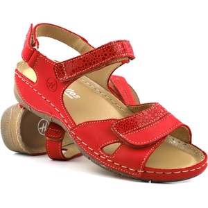 Czerwone sandały Helios Komfort ze skóry