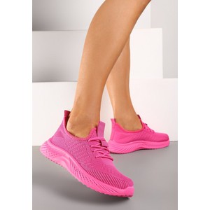 Różowe buty sportowe born2be sznurowane w sportowym stylu z płaską podeszwą