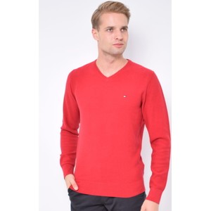 Czerwony sweter Tommy Hilfiger z jedwabiu