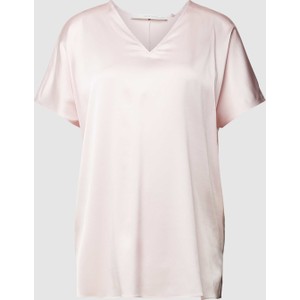 Różowa bluzka Herzensangelegenheit z krótkim rękawem w stylu casual z jedwabiu