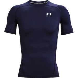 Niebieski t-shirt Under Armour w sportowym stylu z krótkim rękawem z dżerseju