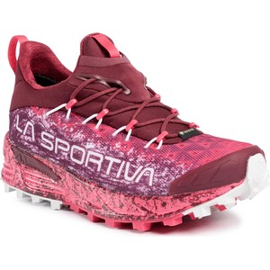 Czerwone buty sportowe La Sportiva z płaską podeszwą sznurowane z goretexu