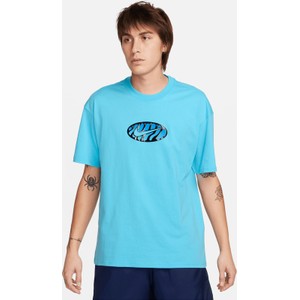 Niebieski t-shirt Nike z krótkim rękawem w sportowym stylu z bawełny