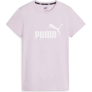 Fioletowy t-shirt Puma z okrągłym dekoltem z krótkim rękawem