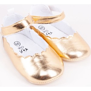 Złote buciki niemowlęce Yoclub dla dziewczynek na rzepy