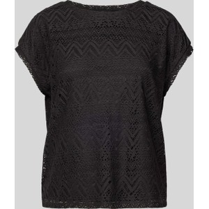 Czarna bluzka Vero Moda z krótkim rękawem z okrągłym dekoltem z bawełny