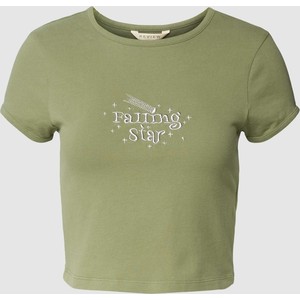 Zielona bluzka Review w młodzieżowym stylu z krótkim rękawem