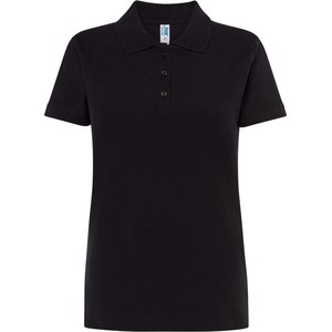 Czarny t-shirt JK Collection z krótkim rękawem lakierowane w stylu casual