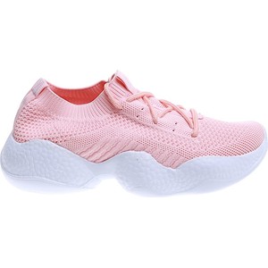 Różowe buty sportowe Pantofelek24 w sportowym stylu z płaską podeszwą