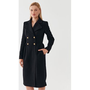 Czarny płaszcz Elisabetta Franchi w stylu casual bez kaptura