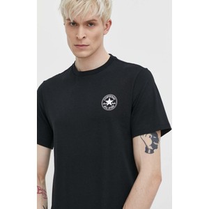 Czarny t-shirt Converse w stylu casual z nadrukiem