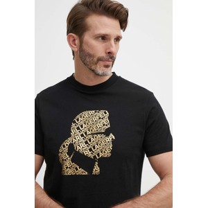 Czarny t-shirt Karl Lagerfeld z bawełny w młodzieżowym stylu z nadrukiem