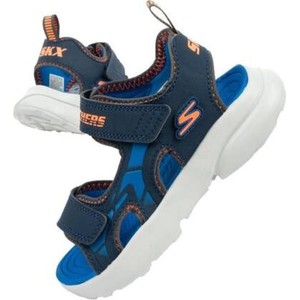 Granatowe buty dziecięce letnie Skechers na rzepy