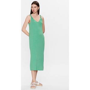 Zielona sukienka Vero Moda z dekoltem w kształcie litery v maxi prosta