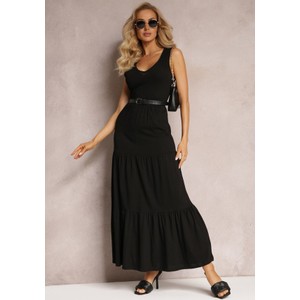 Czarna sukienka Renee maxi na ramiączkach z bawełny
