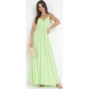 Zielona sukienka born2be na ramiączkach z bawełny