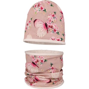 Różowa czapka Ambra w kwiatki