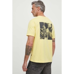 Żółty t-shirt Hugo Boss w młodzieżowym stylu z bawełny z nadrukiem