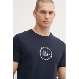 Granatowy t-shirt Helly Hansen z bawełny