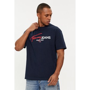 Granatowy t-shirt Tommy Jeans w młodzieżowym stylu