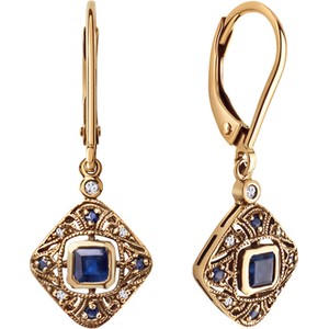 Wiktoriańska - Biżuteria Yes Kolczyki złote z szafirami i diamentami - Kolekcja Wiktoriańska