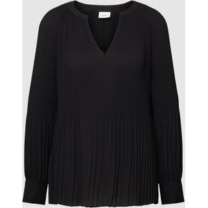 Czarna bluzka S.Oliver Black Label w stylu casual z długim rękawem z dekoltem w kształcie litery v