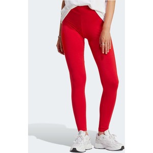Czerwone legginsy Adidas z bawełny w sportowym stylu