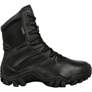 Czarne buty zimowe Bates w militarnym stylu ze skóry